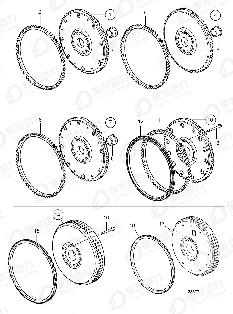 VOLVO Flywheel 21282144 Drawing